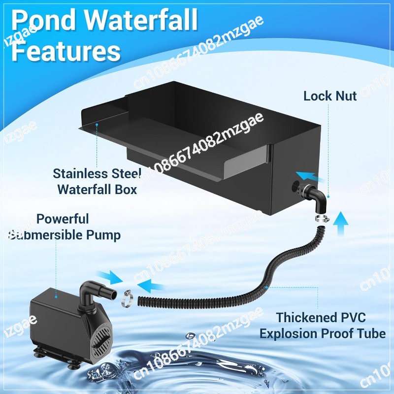Fish Pond Aerator - 304 Edelstahl-Teichbeläge Wasserfall-Filter und Belüftungsmaschine, Top-Filter-Sumpfbox