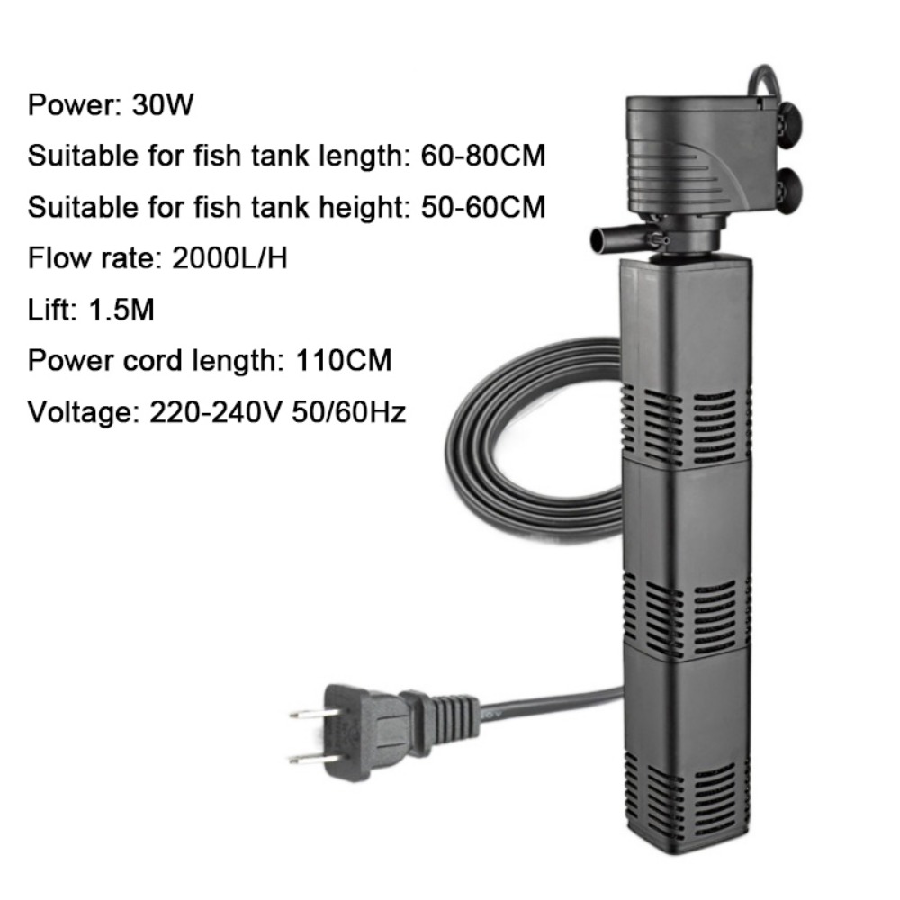 Fish Pond Aerator - 3-in-1-Aquariumfilter aus Kunststoff, Filtration 4/6/12/20/30 W,