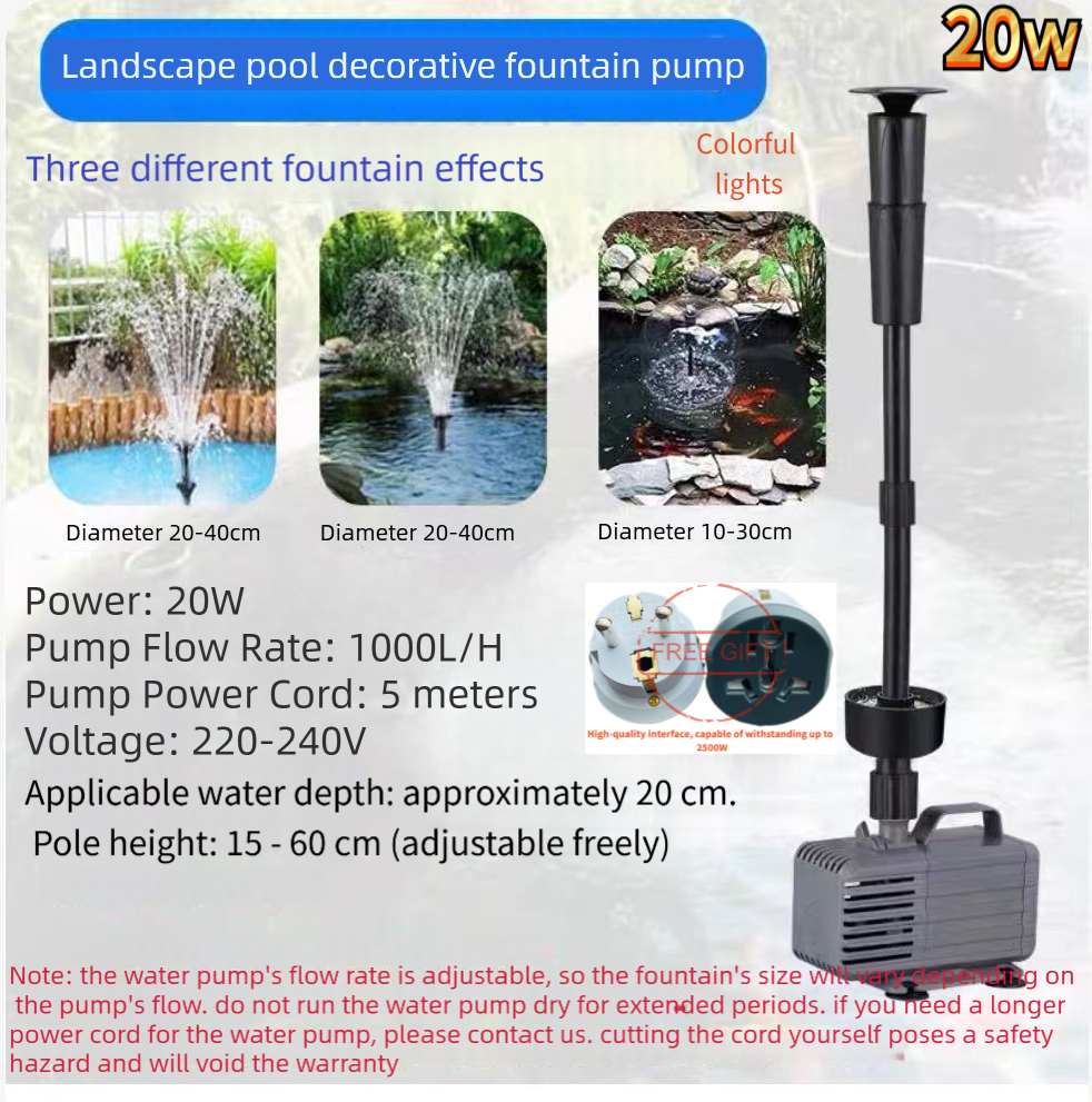 Fish Pond Aerator - Springbrunnenpumpe, Wasserpumpe, Landschaftszirkulationsfilterpumpe, Fischteich-Belüftungspumpe, Teichpumpenbrunnen, 220V