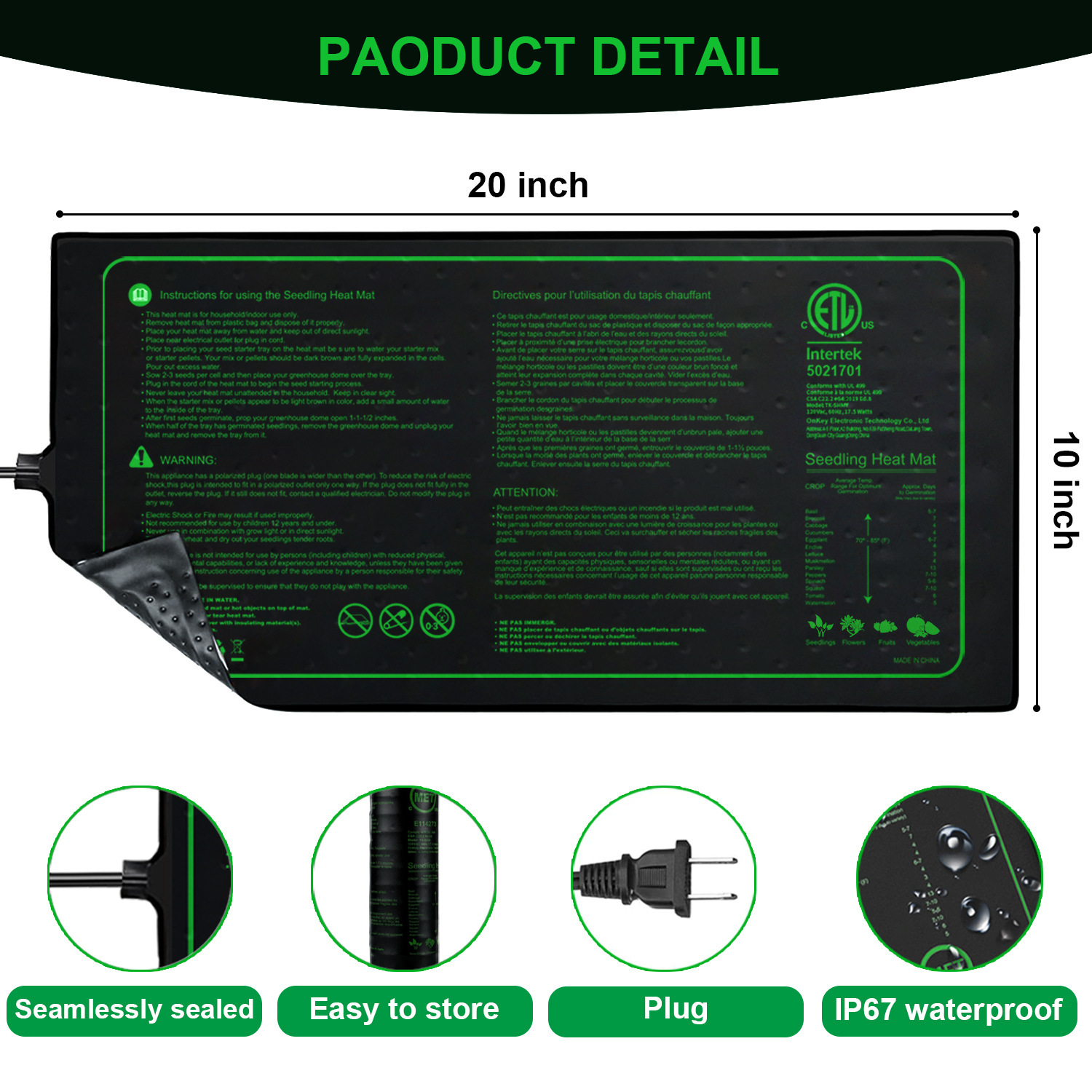 Zweier-Pack 20 x 10 Zoll Sämli – Seedling Heat Mat Bewertung und Preis